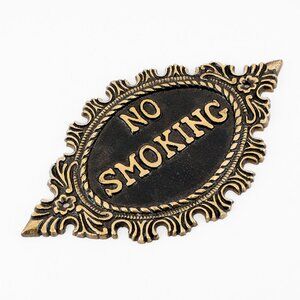 Handcrafted No Smoking Sign Plate Elegant Metal Warning Plaque for Home, Office